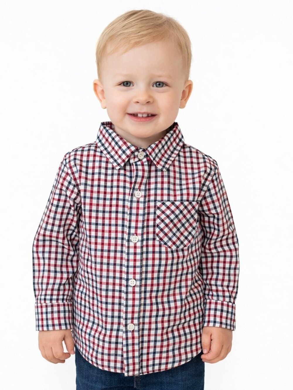Ben Sherman Boys Plaid Button-Up Shirt Red Black 24 Months